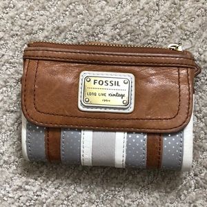 Multi colored leather fossil wallet